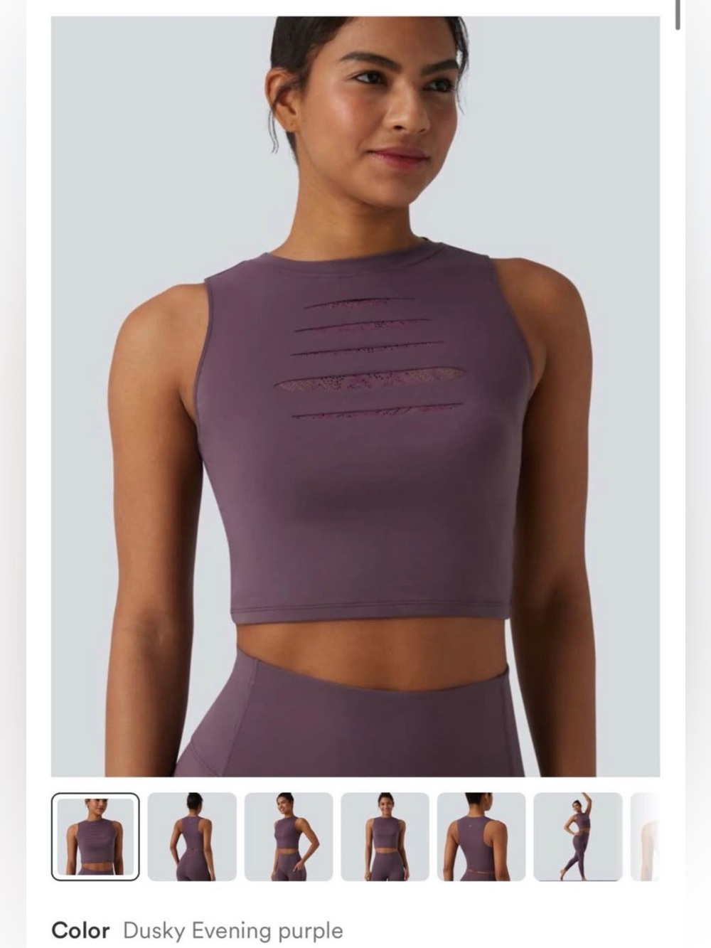 Dusky Evening Purple Cropped Performance Tank Top